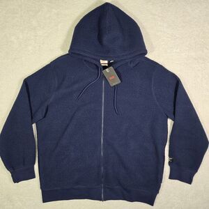 Levi's Mens Large Standard Fit Sherpa Full Zip Hooded Jacket Hoodie Navy Blue L
